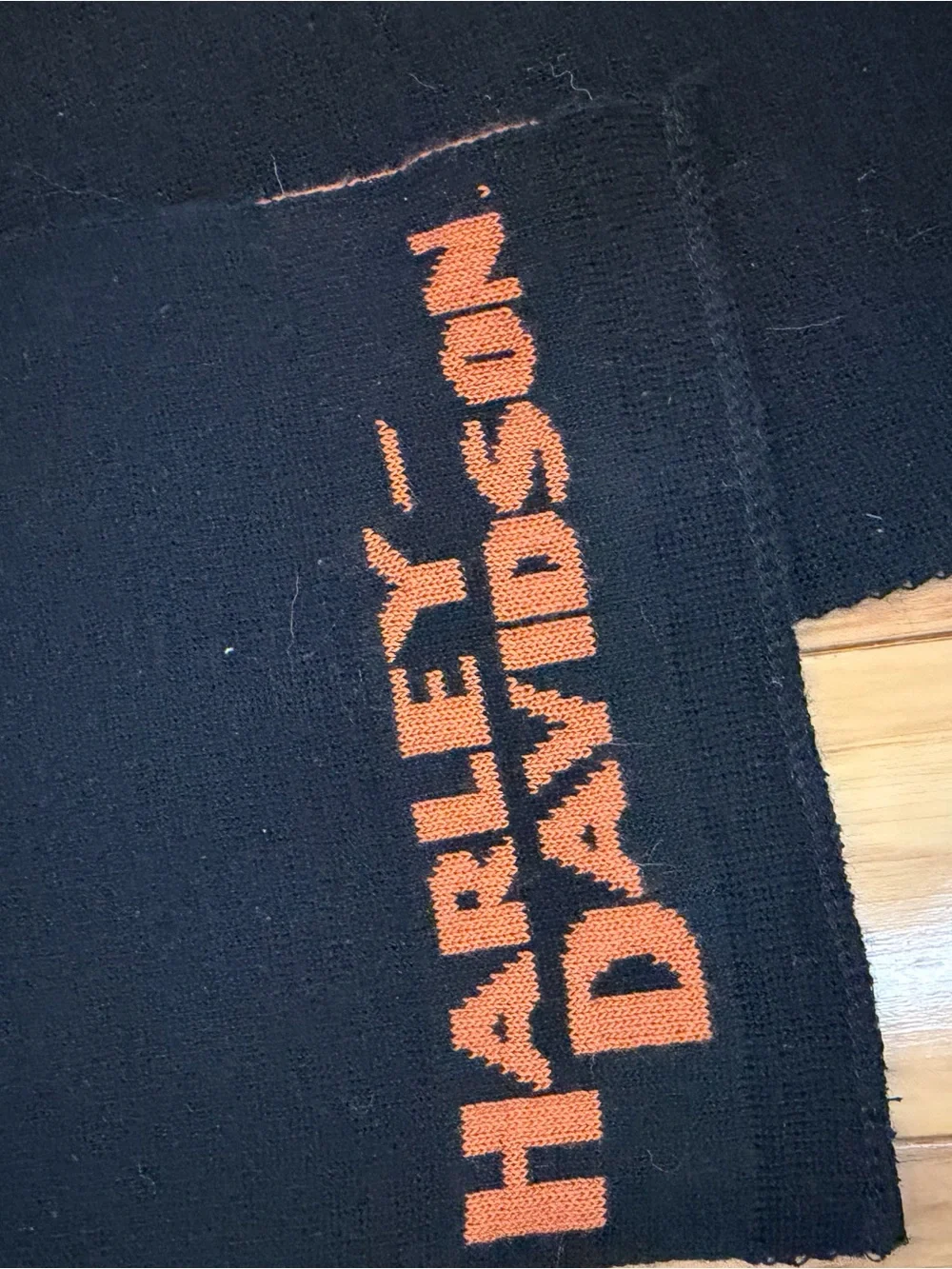 Vintage Harley-Davidson Acrylic Scarf Black Orange Logo Made in USA Unisex